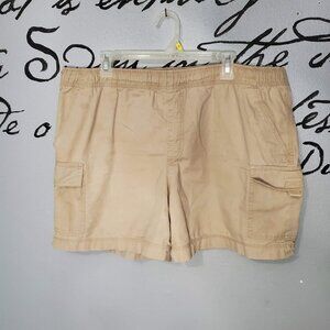 George Men's Tan Pull On Cargo Shorts, 100% Cotton, Lg
